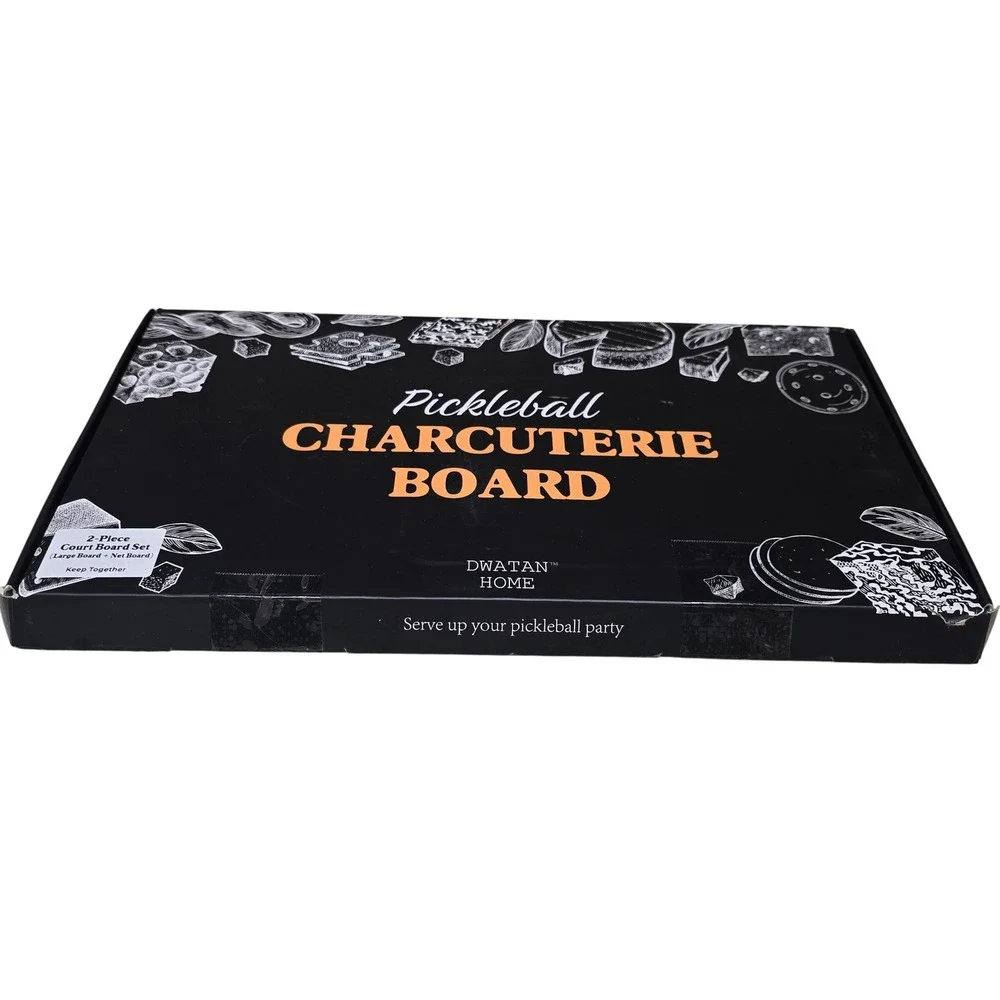 Dwatan Home Pickleball Charcuterie Board Set 2-Piece Bamboo Serving Tray New